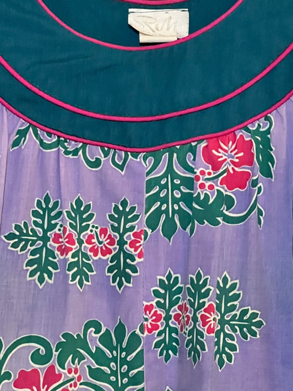 90s Lavender & Teal Mu’umu’u w/fishtail